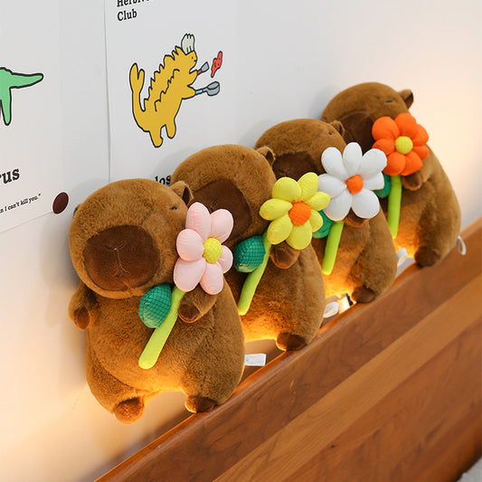 Flower-Hugging Capybara Plush
