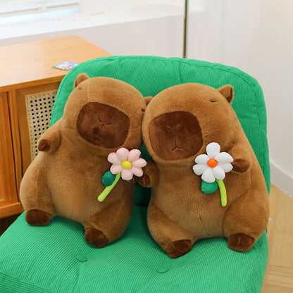 Flower-Hugging Capybara Plush
