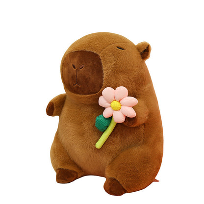 Flower-Hugging Capybara Plush
