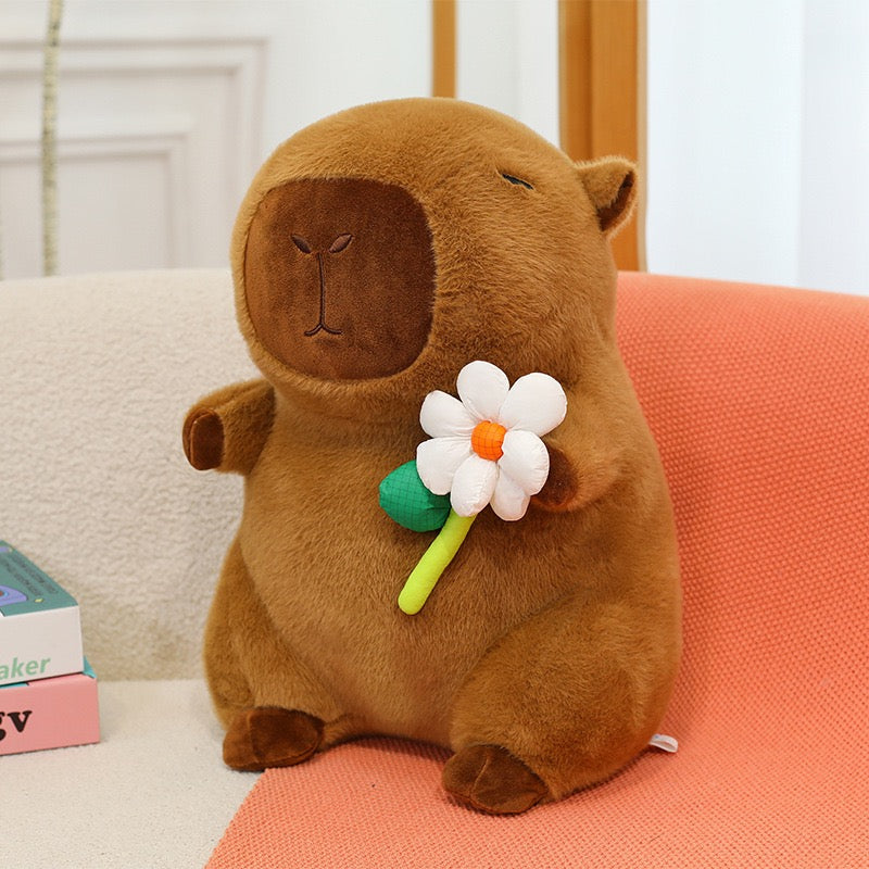 Flower-Hugging Capybara Plush