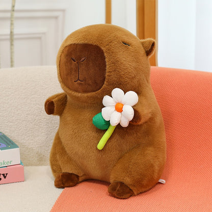 Flower-Hugging Capybara Plush