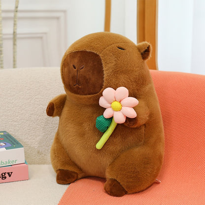 Flower-Hugging Capybara Plush