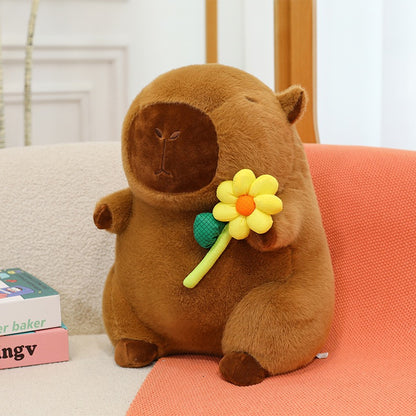 Flower-Hugging Capybara Plush