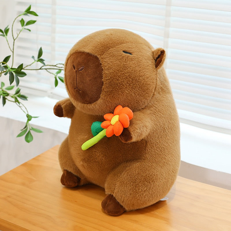 Flower-Hugging Capybara Plush
