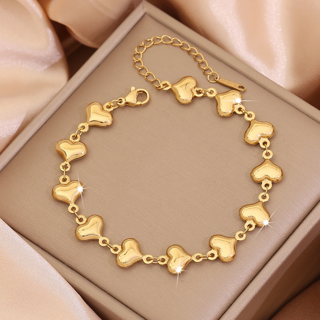 Stainless Steel Heart & Flower Bracelet