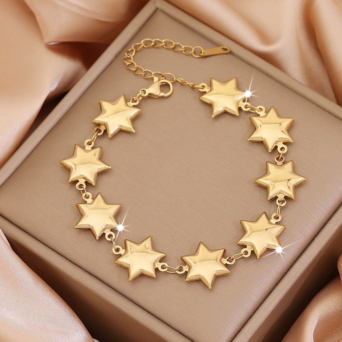 Stainless Steel Heart & Flower Bracelet