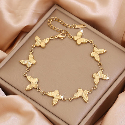 Stainless Steel Heart & Flower Bracelet