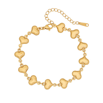 Stainless Steel Heart & Flower Bracelet