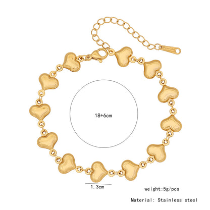 Stainless Steel Heart & Flower Bracelet