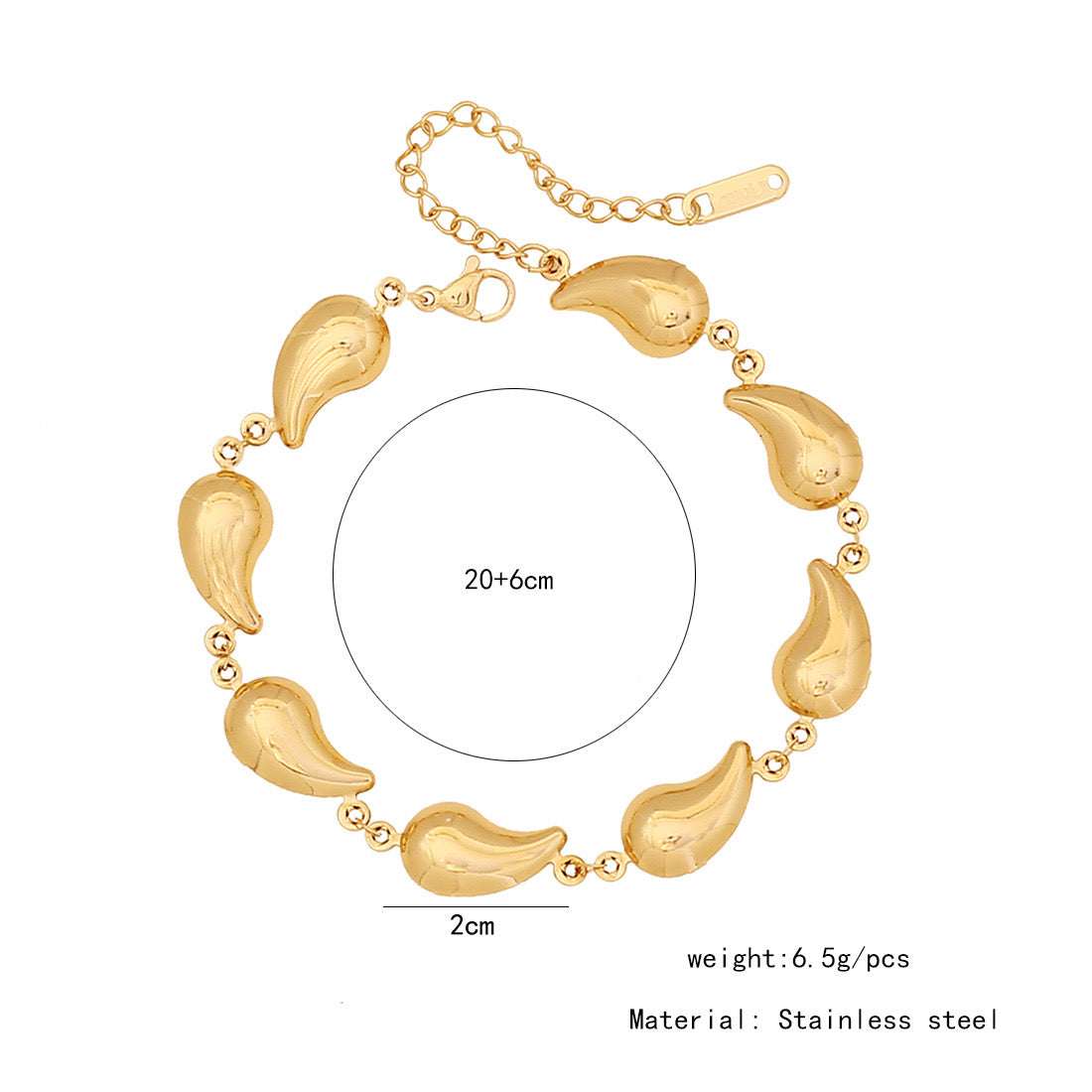 Stainless Steel Heart & Flower Bracelet