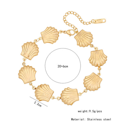 Stainless Steel Heart & Flower Bracelet