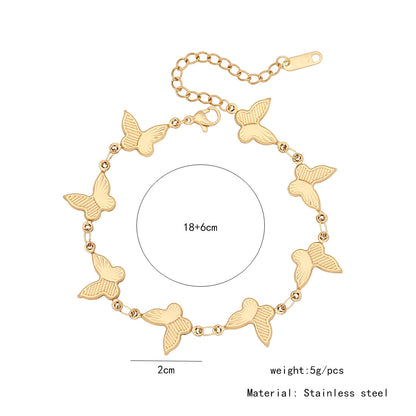 Stainless Steel Heart & Flower Bracelet