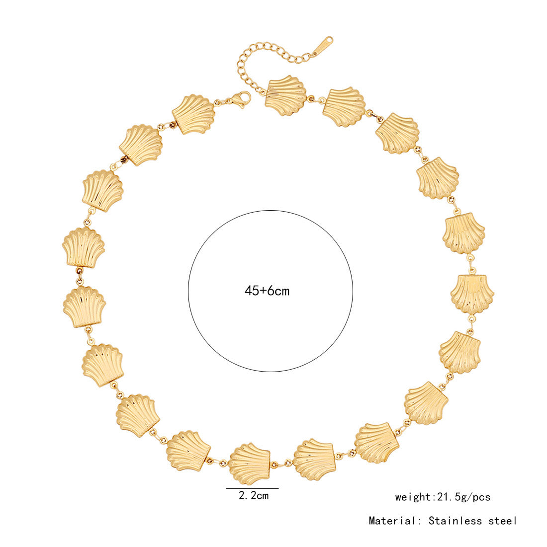 Scallop Heart Chain Necklace