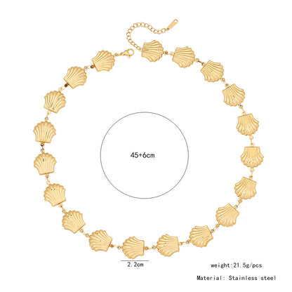 Scallop Heart Chain Necklace