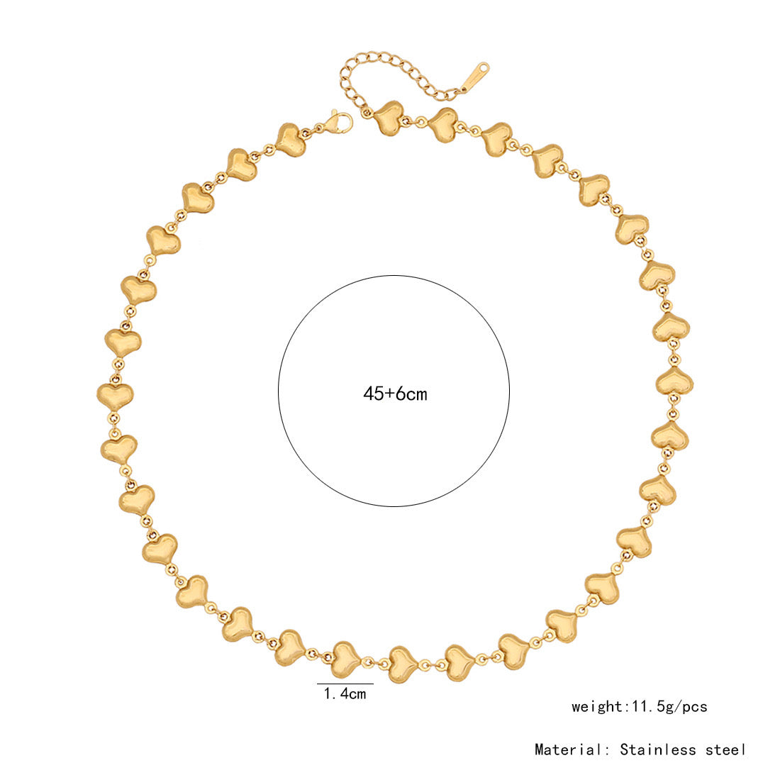 Scallop Heart Chain Necklace