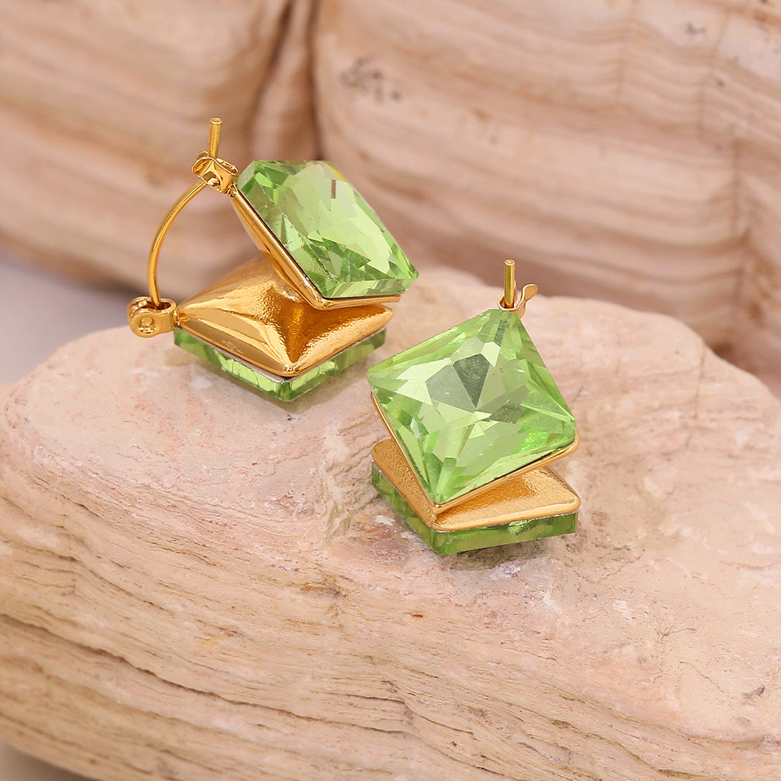 Geometric 3D Cube Stud Earrings