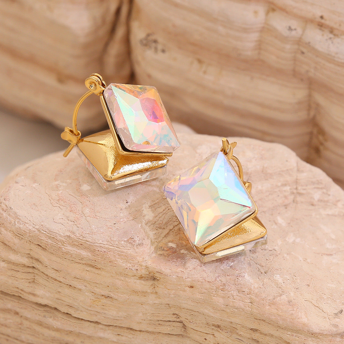 Geometric 3D Cube Stud Earrings