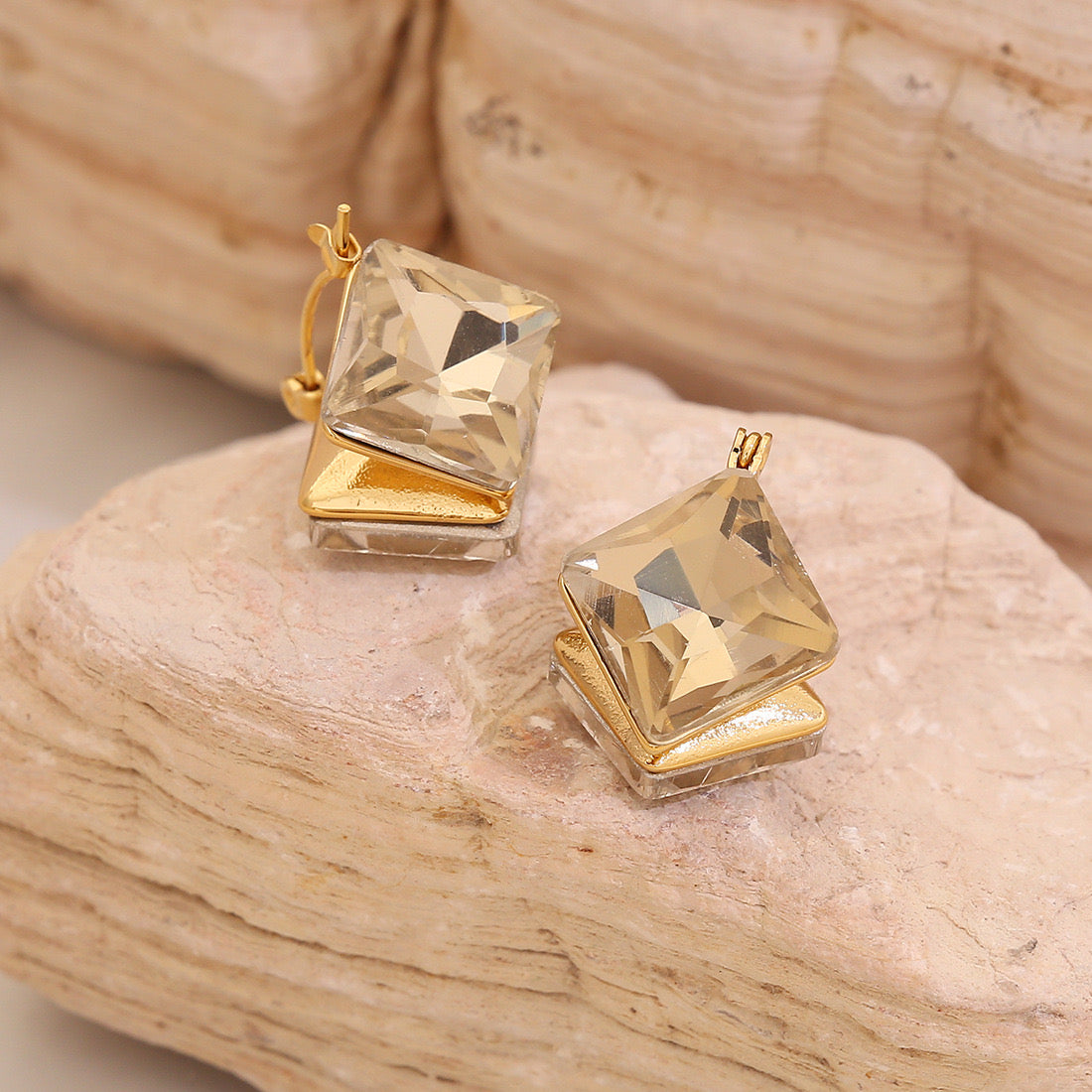 Geometric 3D Cube Stud Earrings