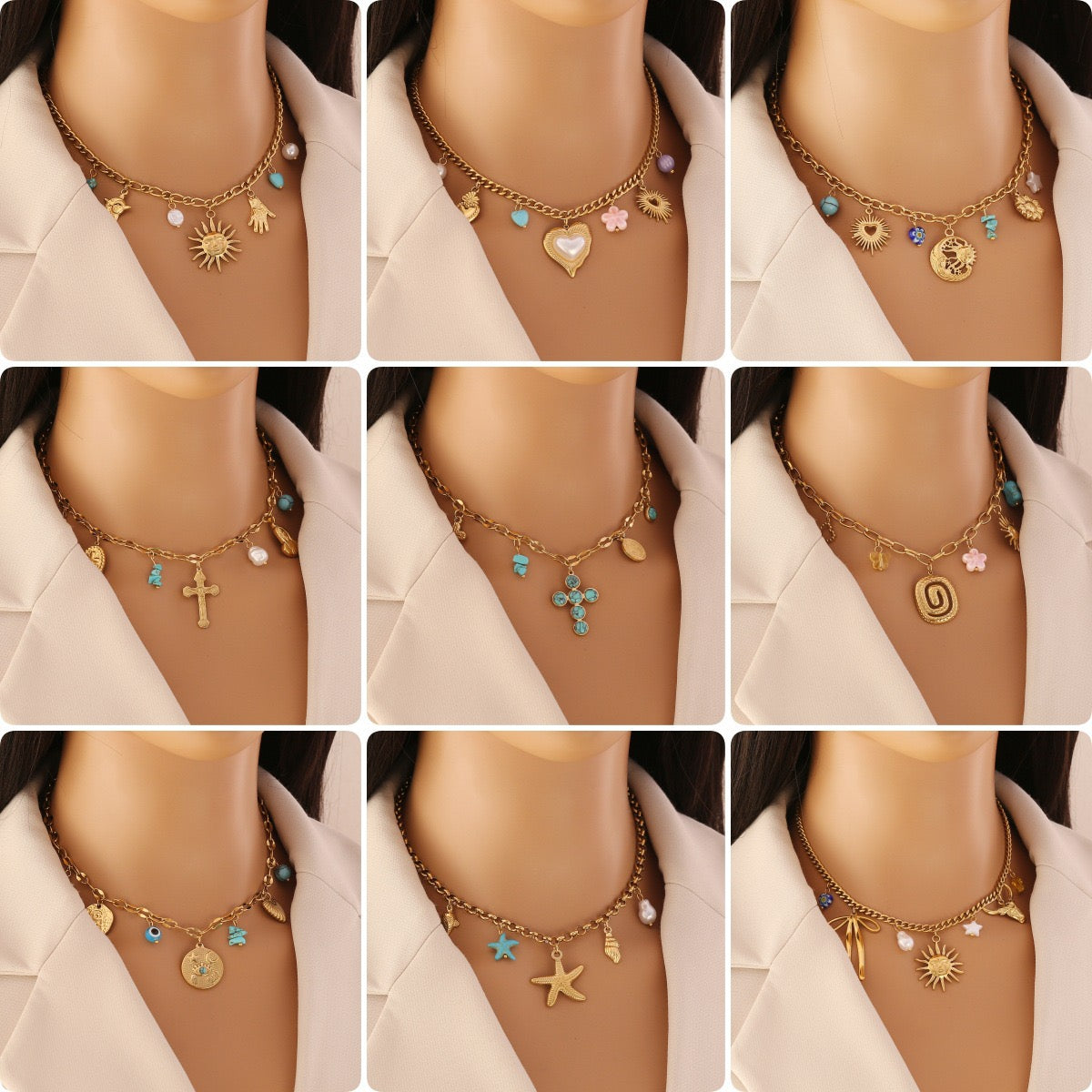 Turquoise Flower Heart Necklace