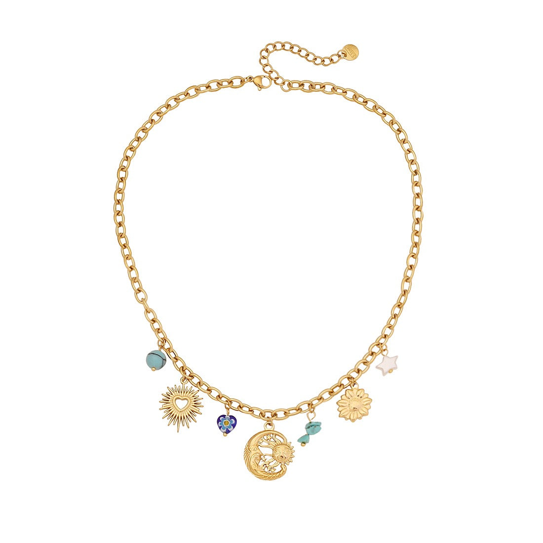 Turquoise Flower Heart Necklace