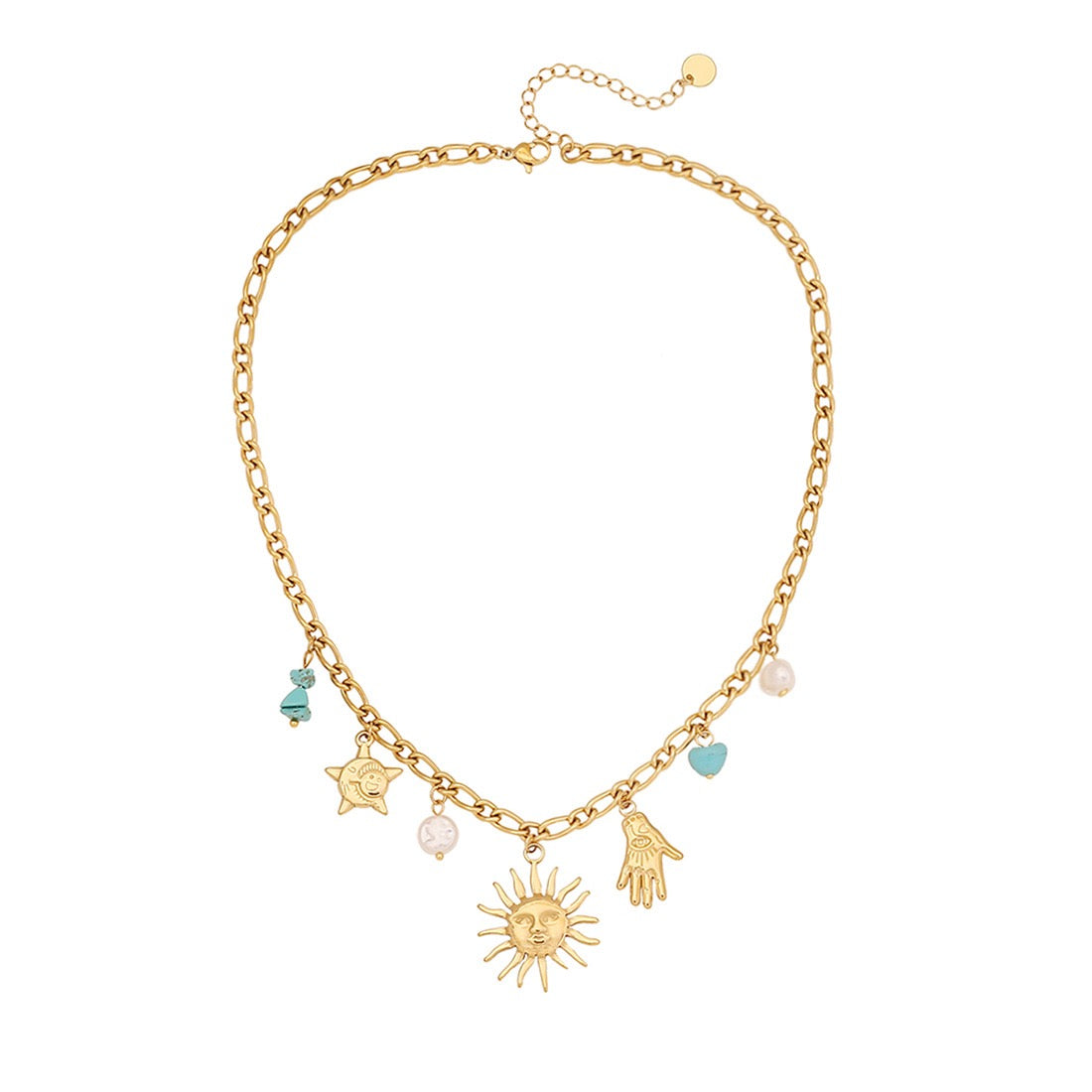 Turquoise Flower Heart Necklace