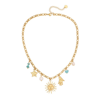 Turquoise Flower Heart Necklace