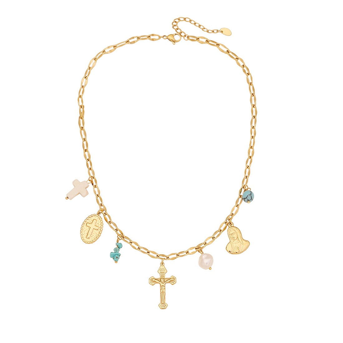 Turquoise Flower Heart Necklace