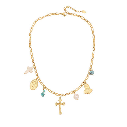 Turquoise Flower Heart Necklace