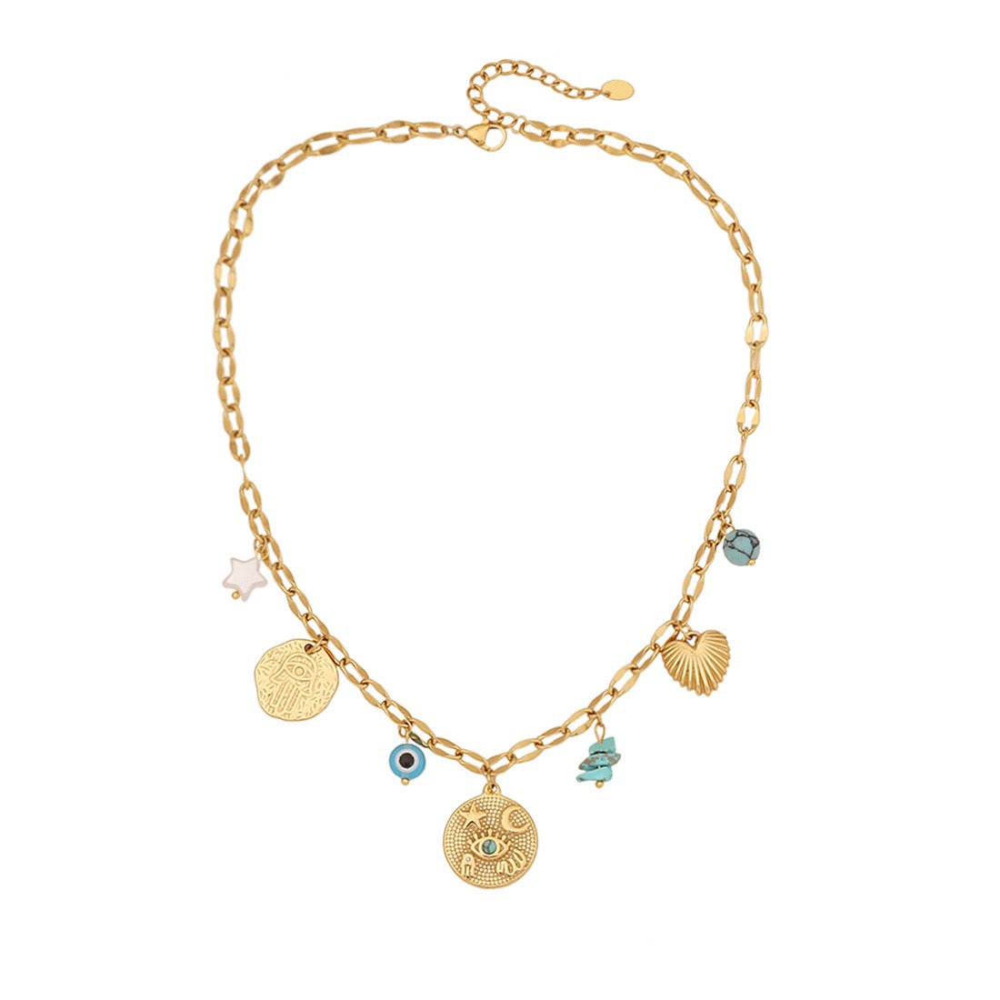 Turquoise Flower Heart Necklace