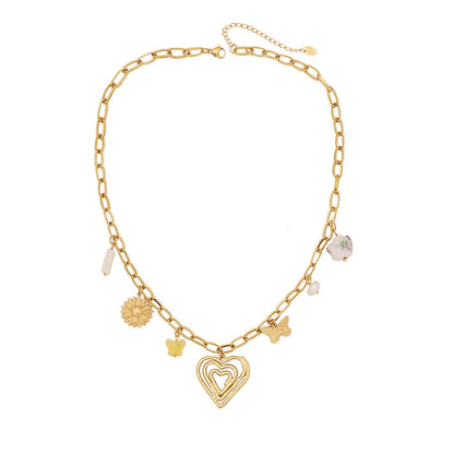 Turquoise Flower Heart Necklace