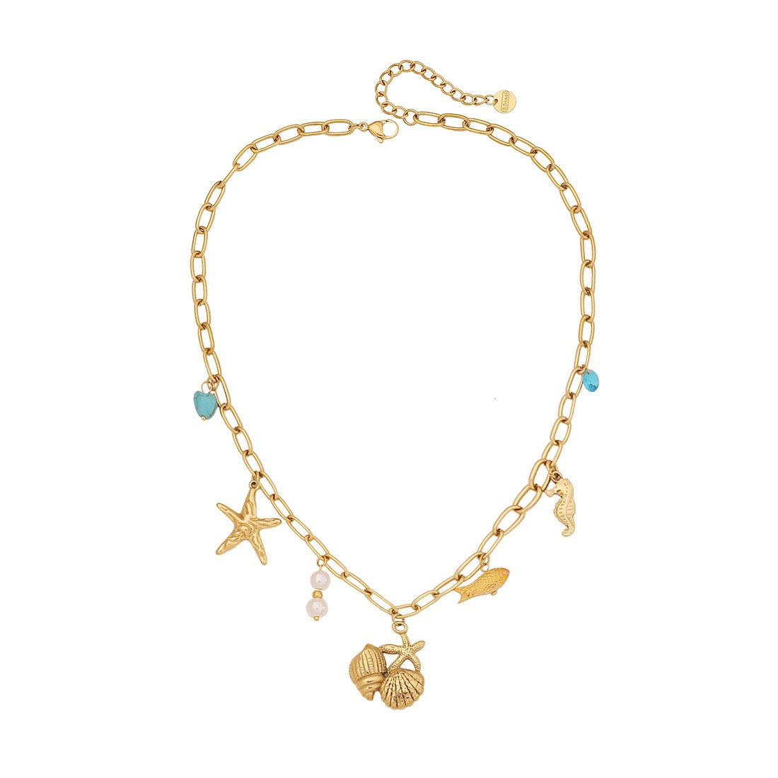 Turquoise Flower Heart Necklace