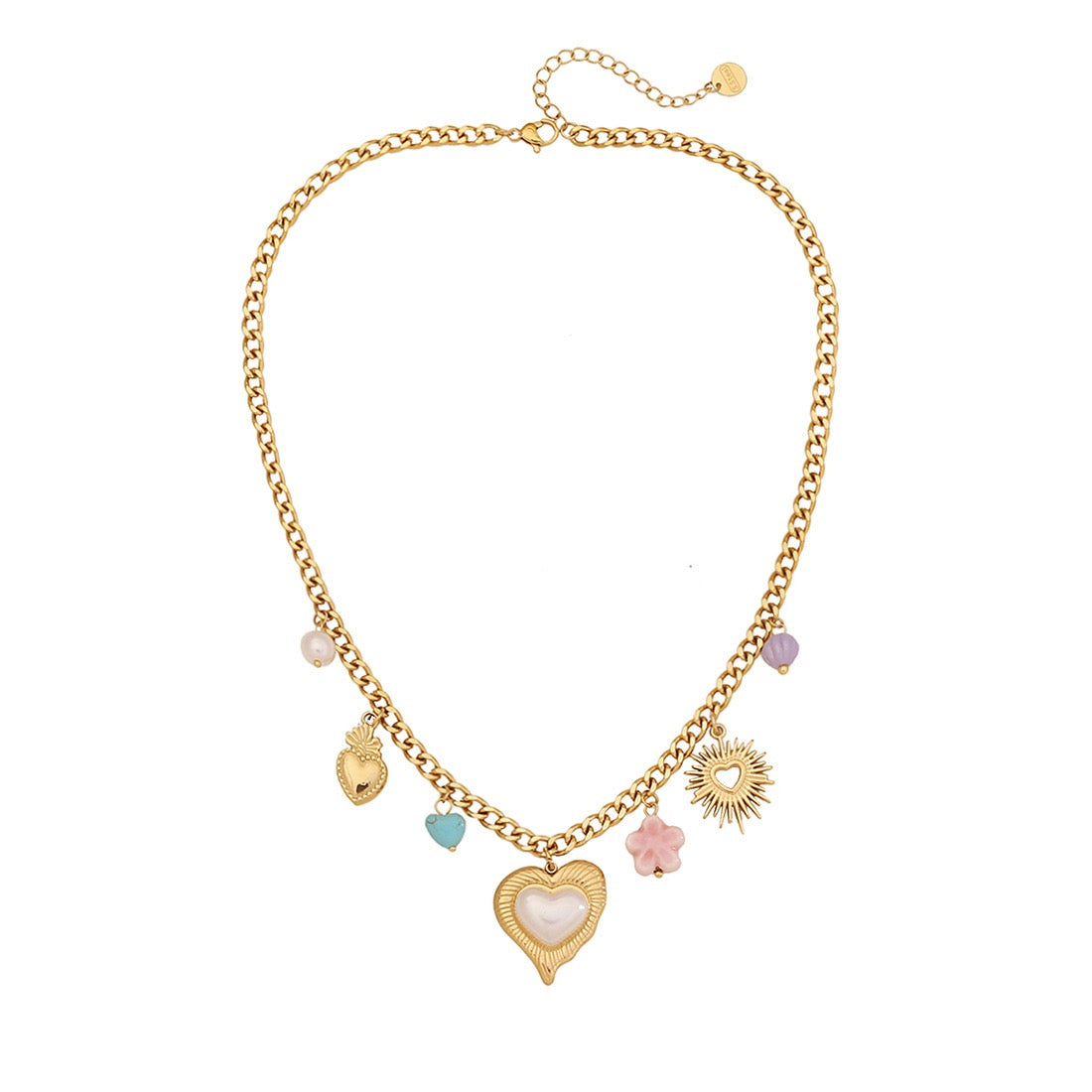 Turquoise Flower Heart Necklace