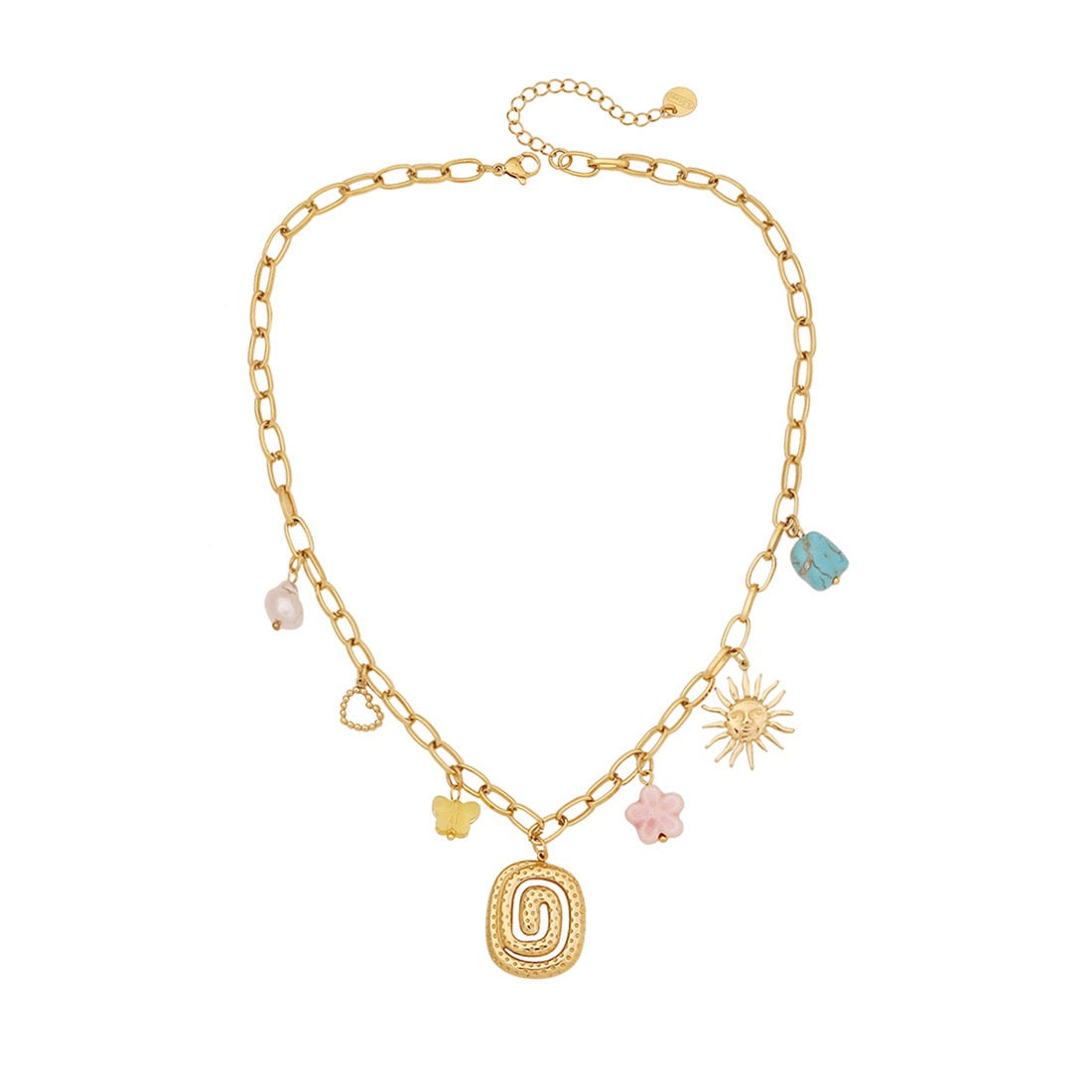 Turquoise Flower Heart Necklace