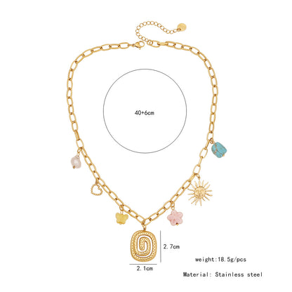 Turquoise Flower Heart Necklace