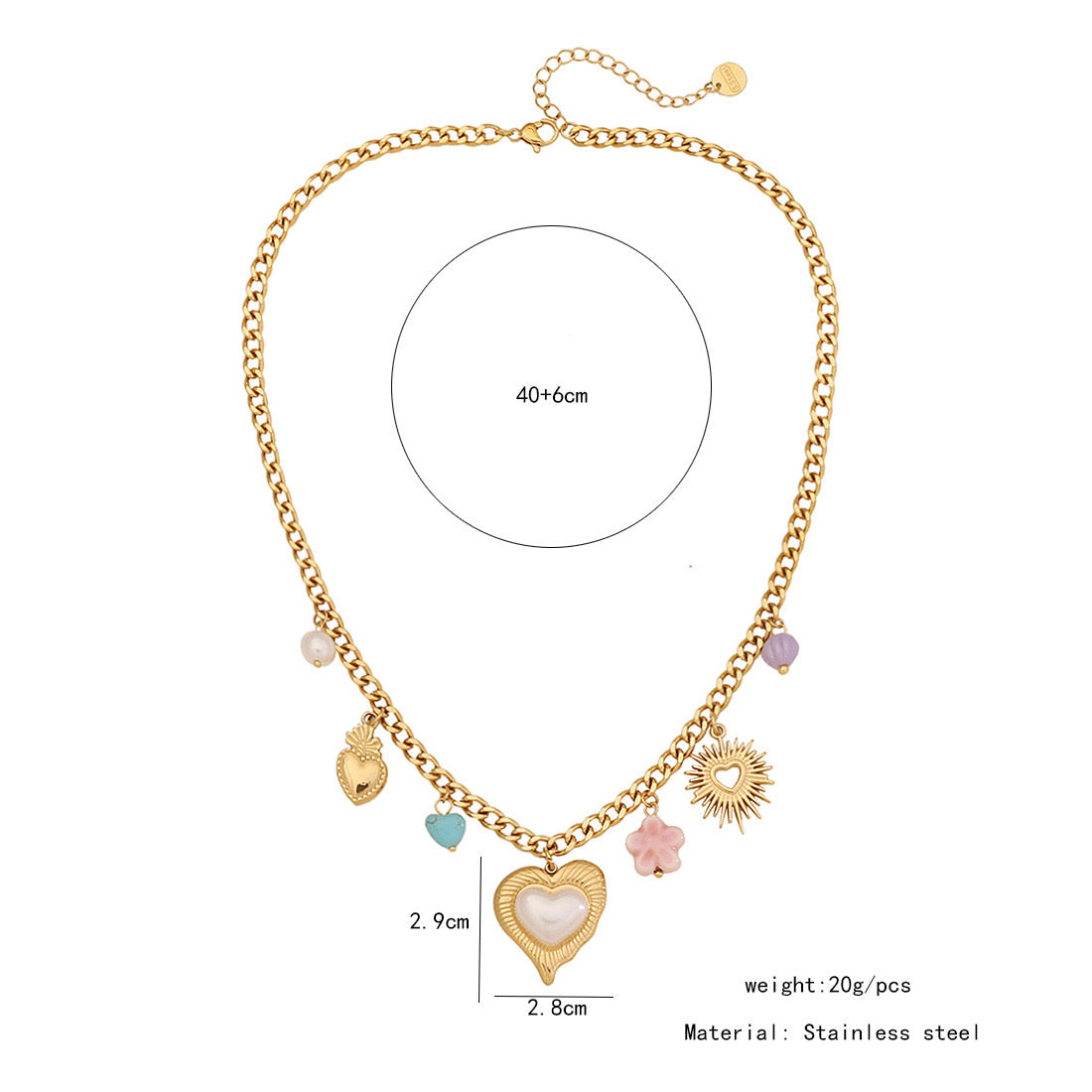 Turquoise Flower Heart Necklace