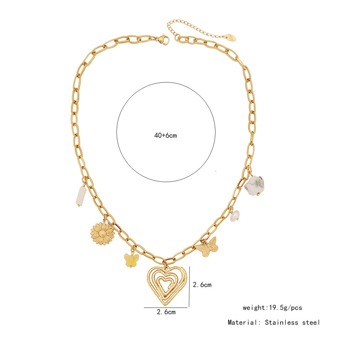 Turquoise Flower Heart Necklace