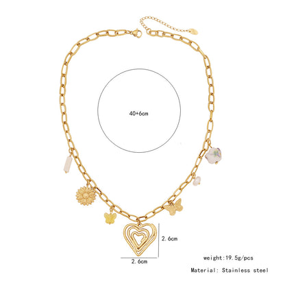 Turquoise Flower Heart Necklace