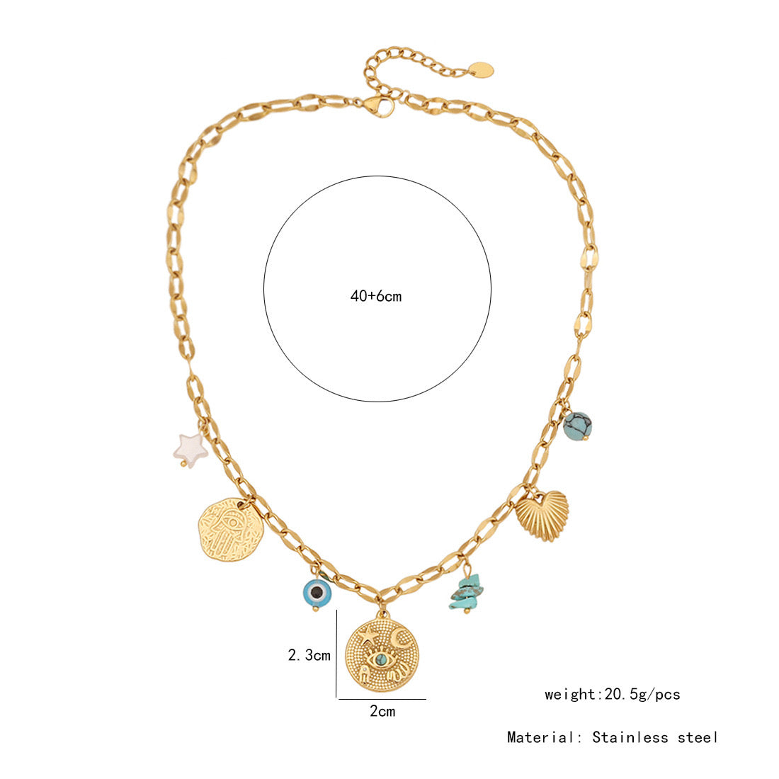 Turquoise Flower Heart Necklace