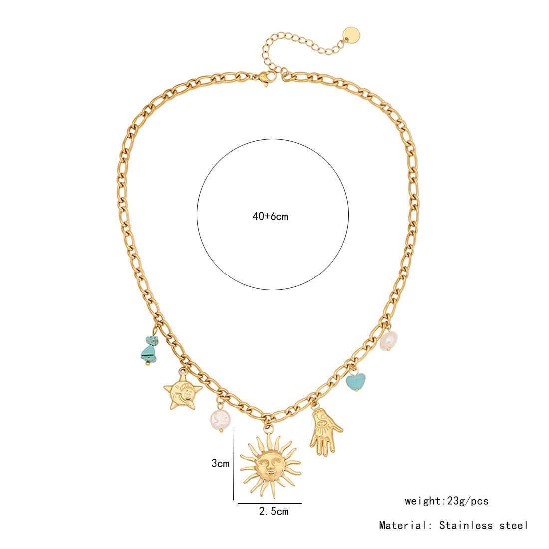 Turquoise Flower Heart Necklace