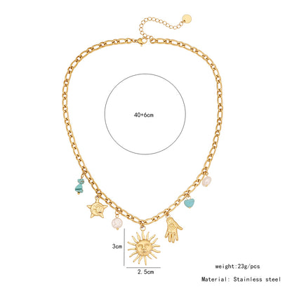 Turquoise Flower Heart Necklace