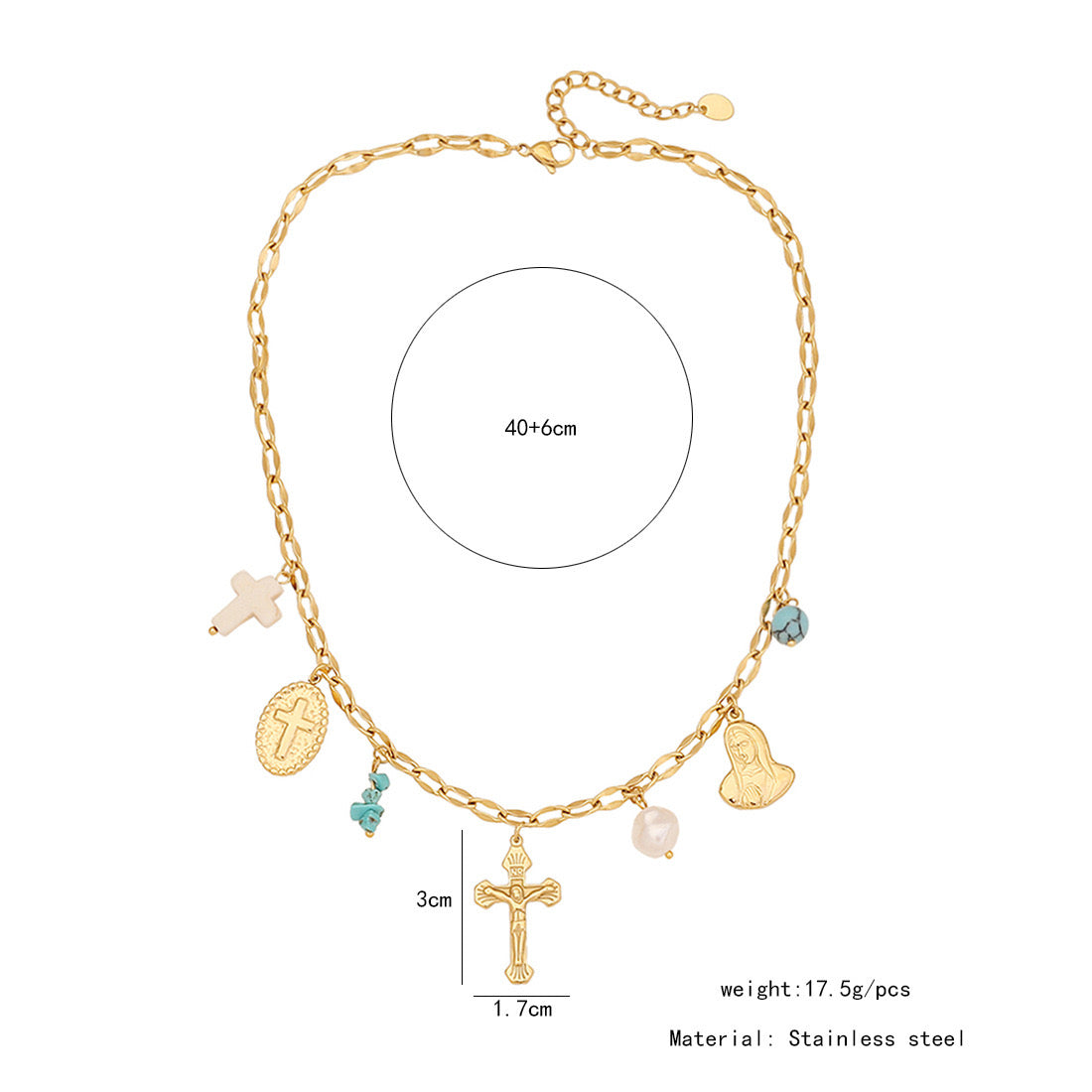 Turquoise Flower Heart Necklace