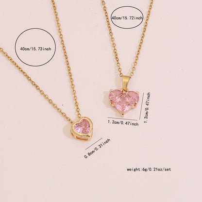 Pink Zircon Heart Pendant Necklaces