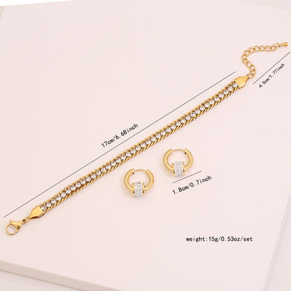 Full Zircon Heart Stainless Steel Bracelet Set