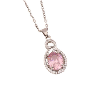 Pink Glass Pendant Necklace