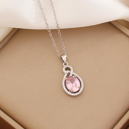 Pink Glass Pendant Necklace