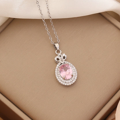 Pink Glass Pendant Necklace