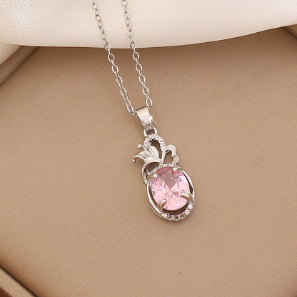 Pink Glass Pendant Necklace
