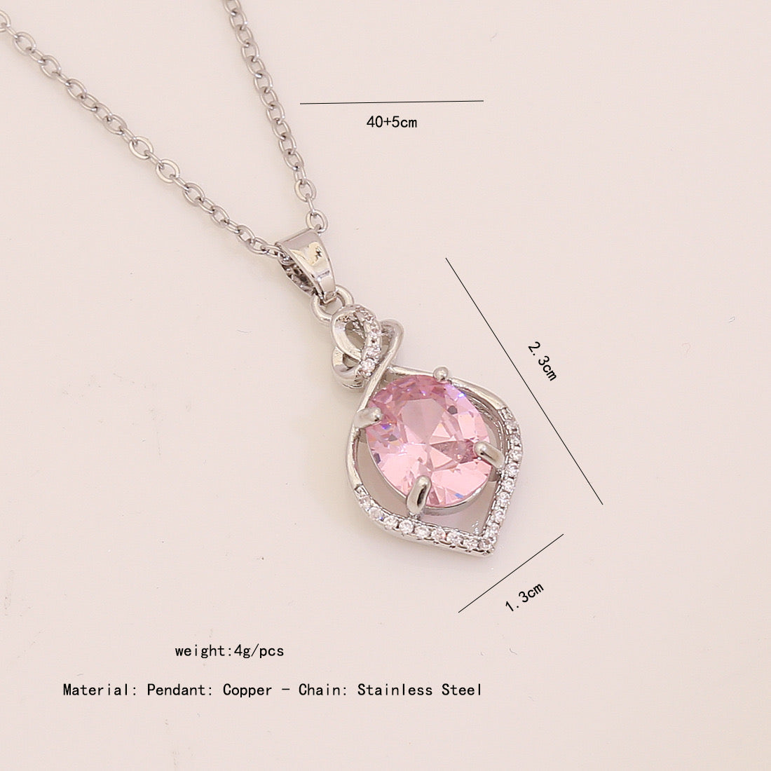 Pink Glass Pendant Necklace