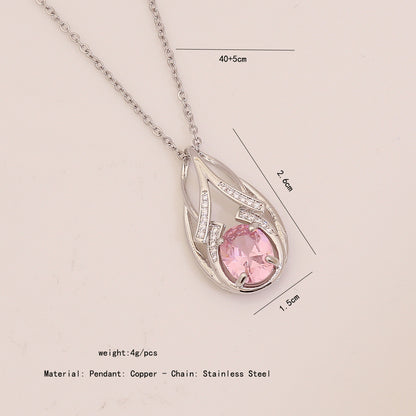 Pink Glass Pendant Necklace