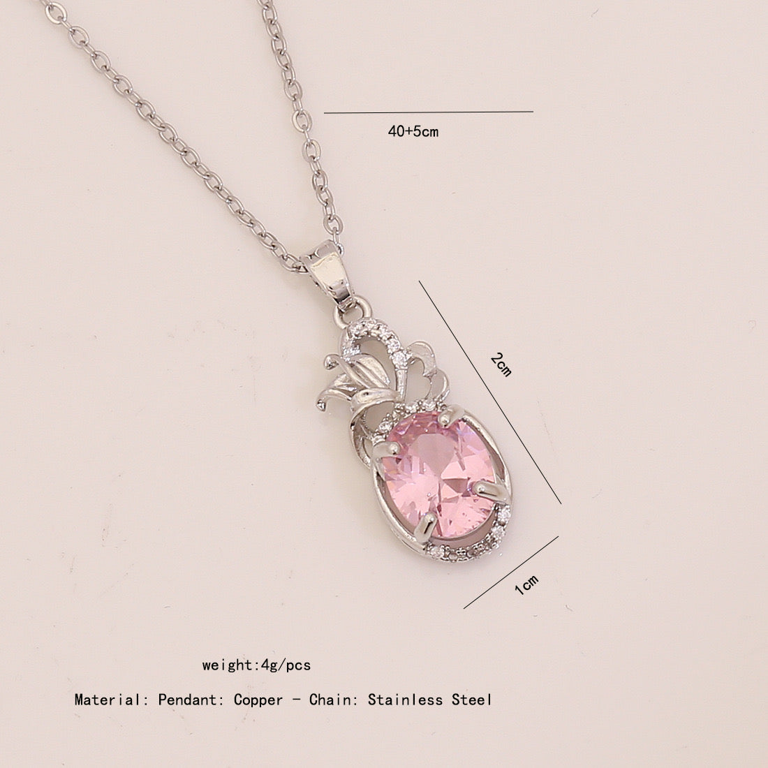 Pink Glass Pendant Necklace
